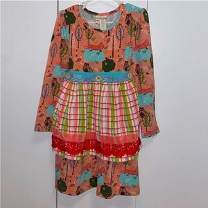 Matilda Jane Multicolor Patterned Dress with apron size 6 girls